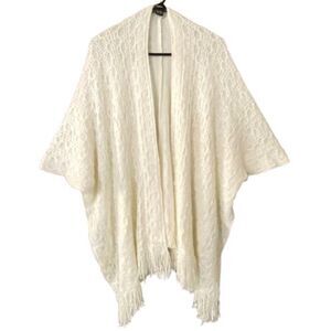 C G Couture Shawl Womens One Size Poncho Sweater Cape Wrap Fringe Boho Hippie